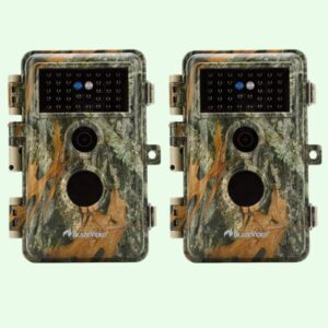 2-tlg. Wildtierkamera Jagd 64MP 1296p mit Bewegungsmelder Nachtsicht Maximale Entfernung bis 75Füße, 0,3s Trigger Geschwindigkeit , IP66 Wasserdichter| A252