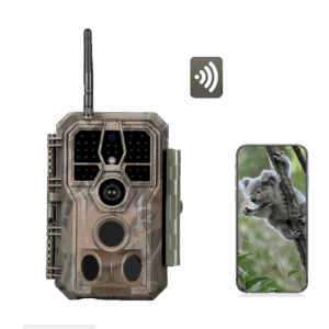 Wildkamera Wlan Fotofalle Jagdkamera Wildtierkamera 64MP 1296P 0,1s Schnelle Trigger Geschwindigkeit Nachtsicht Bewegungsmelder 120°PIR IP66 Wasserdichter | A280W Braun