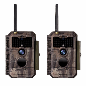 2-tlg. Wildkamera Wlan Fotofalle Jagdkamera Wildtierkamera 64MP 1296P 0,1s Schnelle Trigger Geschwindigkeit Nachtsicht Bewegungsmelder 110°PIR IP66 Wasserdichter | W600 Rot