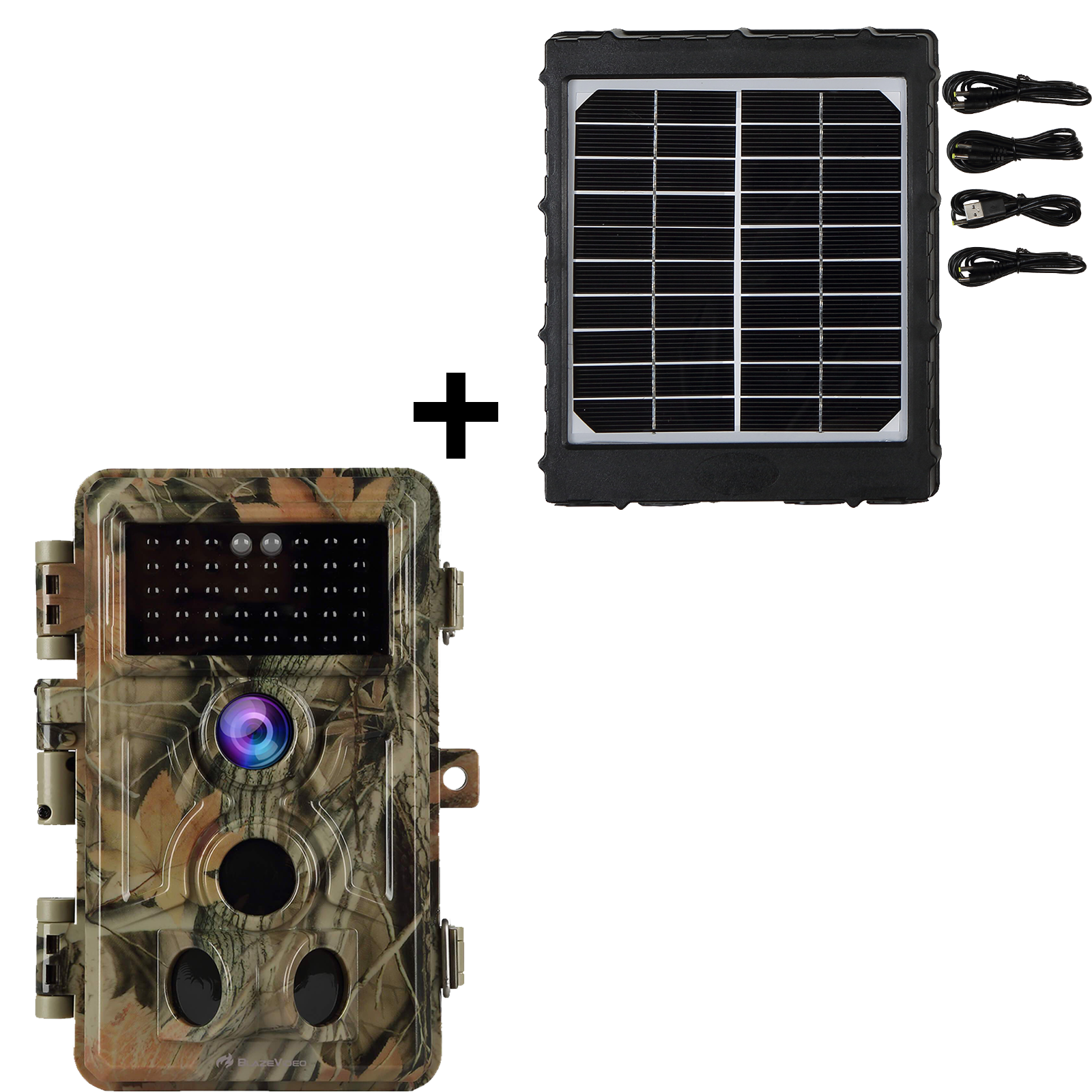 Bundle Wildkamera Wildtierkamera Jagdkamera 64MP 2304*1296p + Solarpanel-Kits 3W 8000mAh 12V/9V/6V Maximale Entfernung bis 90 Füße, 0,5s Auslöserzeit | A262