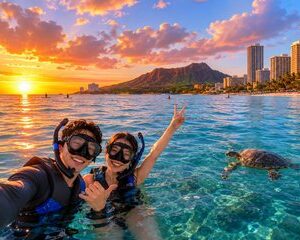 Save 15.00%! [Kostenlose Abholung] Sonnenuntergang & Wein Waikiki Turtle Canyon Schnorcheln