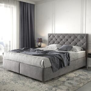 Boxspringbett Dream-Great 160x200 cm Mikrofaser Taupe mit Matratze und Topper