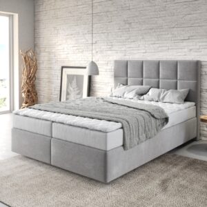 Boxspringbett Dream-Fine 140x200 cm Mikrofaser Grau mit Matratze und Topper