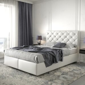 Boxspringbett Dream-Great 140x200 cm Kunstleder Weiß mit Matratze und Topper