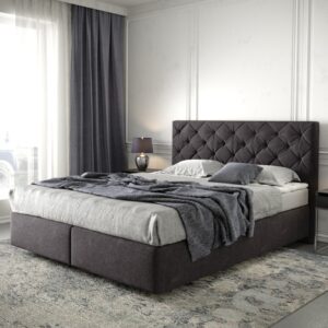Boxspringbett Dream-Great 160x200 cm Mikrofaser Schwarz mit Matratze und Topper