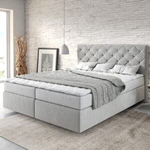 Boxspringbett Dream-Great 160x200 cm Mikrofaser Silbergrau mit Matratze und Topper