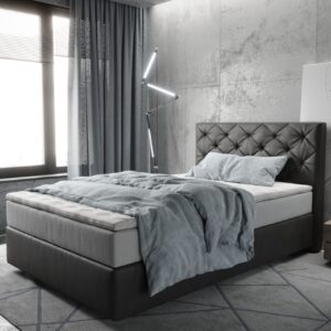 Boxspringbett Dream-Great 120x200 cm Mikrofaser Anthrazit Vintage mit TFK Matratze und Visco Topper