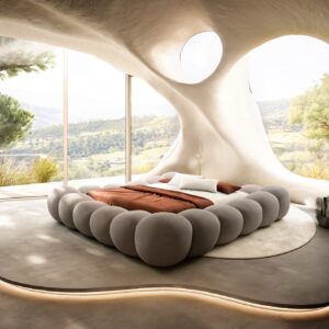 Polsterbettgestell Perlla 180x200 cm Strukturstoff Soft Taupe