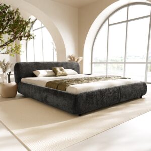 Polsterbettgestell Shona 180x200 cm Teddystoff Grau