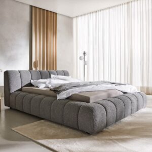 Polsterbettgestell Cutio 140x200 cm Bouclé Silbergrau