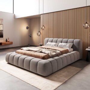 Polsterbettgestell Cutio 140x200 cm Mikrofaser Grau