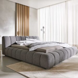 Polsterbettgestell Cutio 180x200 cm Bouclé Silbergrau