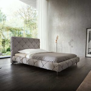 Polsterbettgestell Nayara 140x200 cm Bouclé Silbergrau