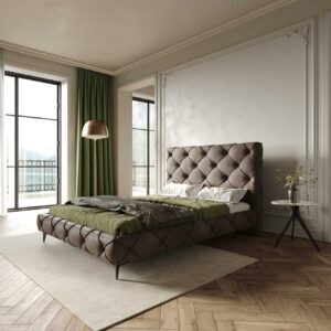 Polsterbettgestell Nayara 140x200 cm Mikrofaser Taupe Vintage