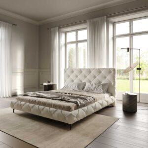 Polsterbettgestell Nayara 180x200 cm Bouclé Creme-Weiß