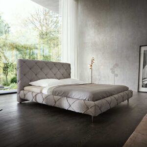 Polsterbettgestell Nayara 180x200 cm Bouclé Silbergrau