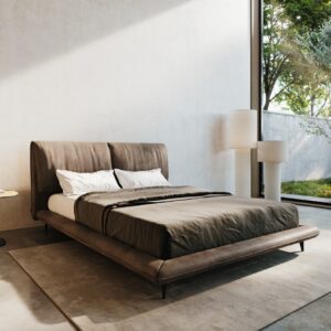 Polsterbettgestell Cusino 140x200 cm Mikrofaser Taupe Vintage