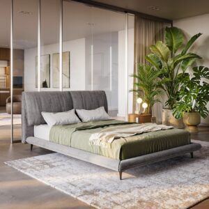 Polsterbettgestell Cusino 140x200 cm Mikrofaser Grau