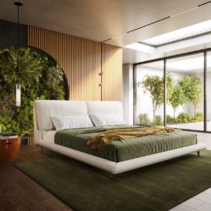 Polsterbettgestell Cusino 180x200 cm Bouclé Creme-Weiß