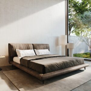 Polsterbettgestell Cusino 180x200 cm Mikrofaser Taupe Vintage