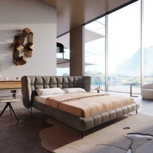 Polsterbettgestell Capujo 180x200 cm Mikrofaser Taupe Vintage