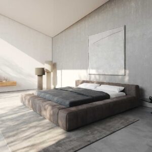 Polsterbettgestell Espazio 180x200 cm Mikrofaser Taupe Vintage mit Stauraum