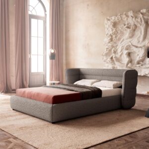 Polsterbettgestell Simea 140x200 cm Bouclé Silbergrau