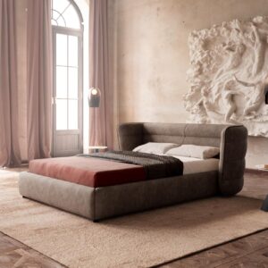 Polsterbettgestell Simea 140x200 cm Mikrofaser Taupe Vintage
