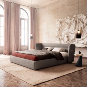 Polsterbettgestell Simea 180x200 cm Bouclé Silbergrau