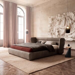 Polsterbettgestell Simea 180x200 cm Mikrofaser Taupe Vintage