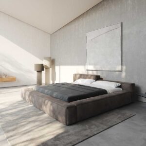 Polsterbettgestell Kalinea 180x200 cm Mikrofaser Taupe Vintage