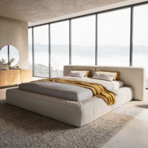 Polsterbettgestell Coperti 180x200 cm Bouclé Creme-Weiß