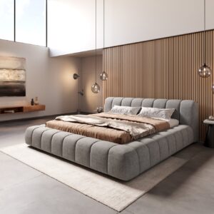 Polsterbettgestell Cutio 180x200 cm Strukturstoff Soft Grau