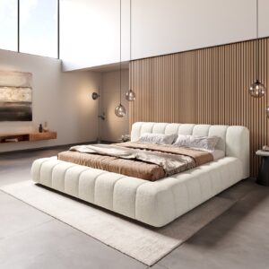 Polsterbettgestell Cutio 180x200 cm Bouclé Soft Beige
