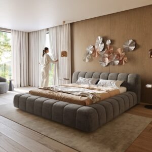 Polsterbettgestell Cutio 180x200 cm Bouclé Soft Schlamm
