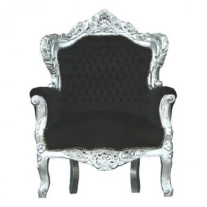 Casa Padrino Barock Sessel "King" Schwarz/Silber