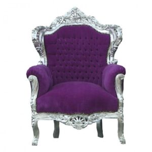 Casa Padrino Barock Sessel "King" Lila/Silber