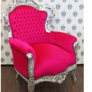 Casa Padrino Barock Sessel "King" Pink/Silber