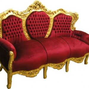Casa Padrino Barock Sofa King Bordeaux/Gold