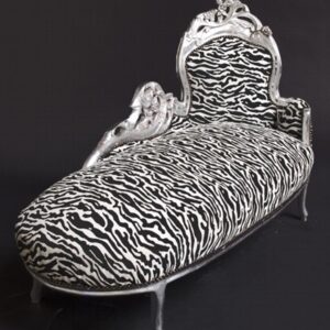 Barock Chaiselongue "King" Zebra/Silber