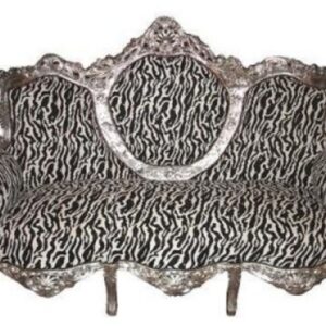 Casa Padrino Barock Sofa King Zebra / Silber
