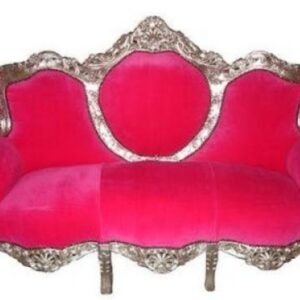 Casa Padrino Barock Lounge Sofa "King" Pink / Silber