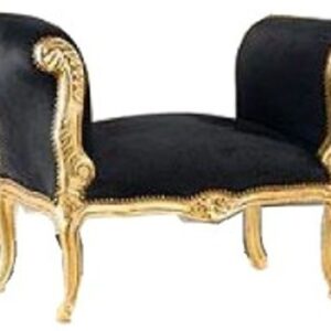 Casa Padrino Barock Schemel Hocker Schwarz / Gold - Sitzbank