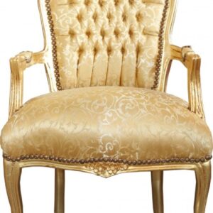 Casa Padrino Barock Salon Stuhl Gold Muster / Gold