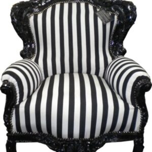 Casa Padrino Barock Sessel "King" Schwarz/Weià Streifen / Schwarz