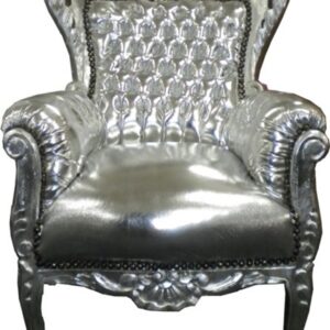 Barock Kinder Sessel Silber/Silber - Tron