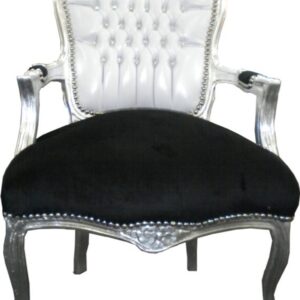 Casa Padrino Barock Salon Stuhl Weià / Schwarz Bling Bling