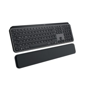 Logitech MX Keys S Plus Graphite + MX Palm Rest (Handballenauflage), USB-C/A, Bluetooth, Logi Bold Adapter, Windows- und Mac Layout, Management via Logitech Options+
