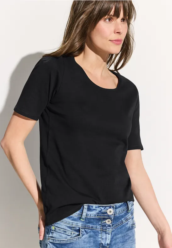 Basic T-Shirt mit Rundhals in Unifarbe