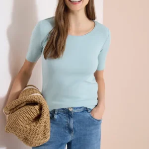 Basic T-Shirt mit Rundhals in Unifarbe